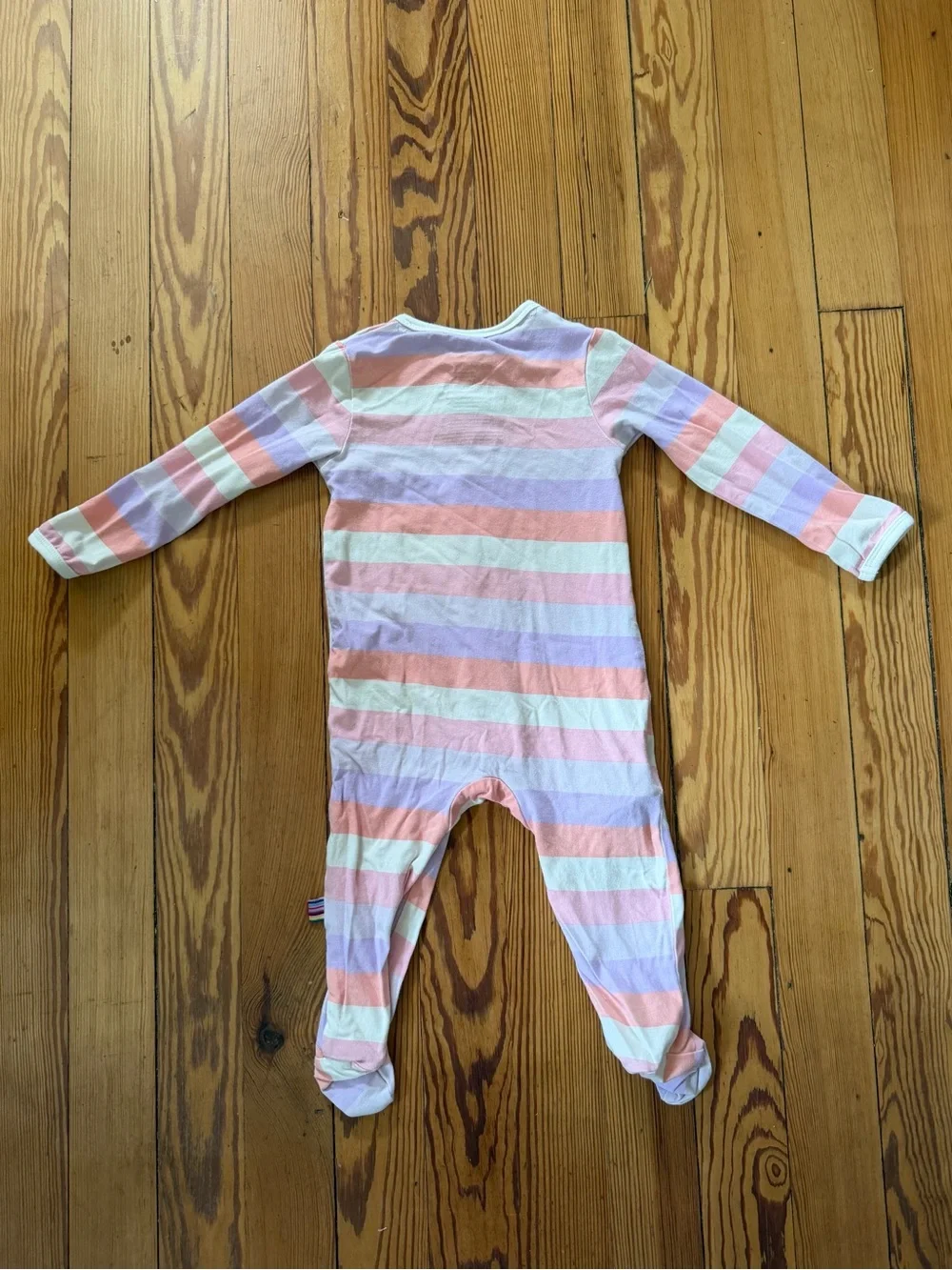 Magnetic Me Organic Cotton Modal Magnetic Footie Pink Purple Stripe 6-9M
